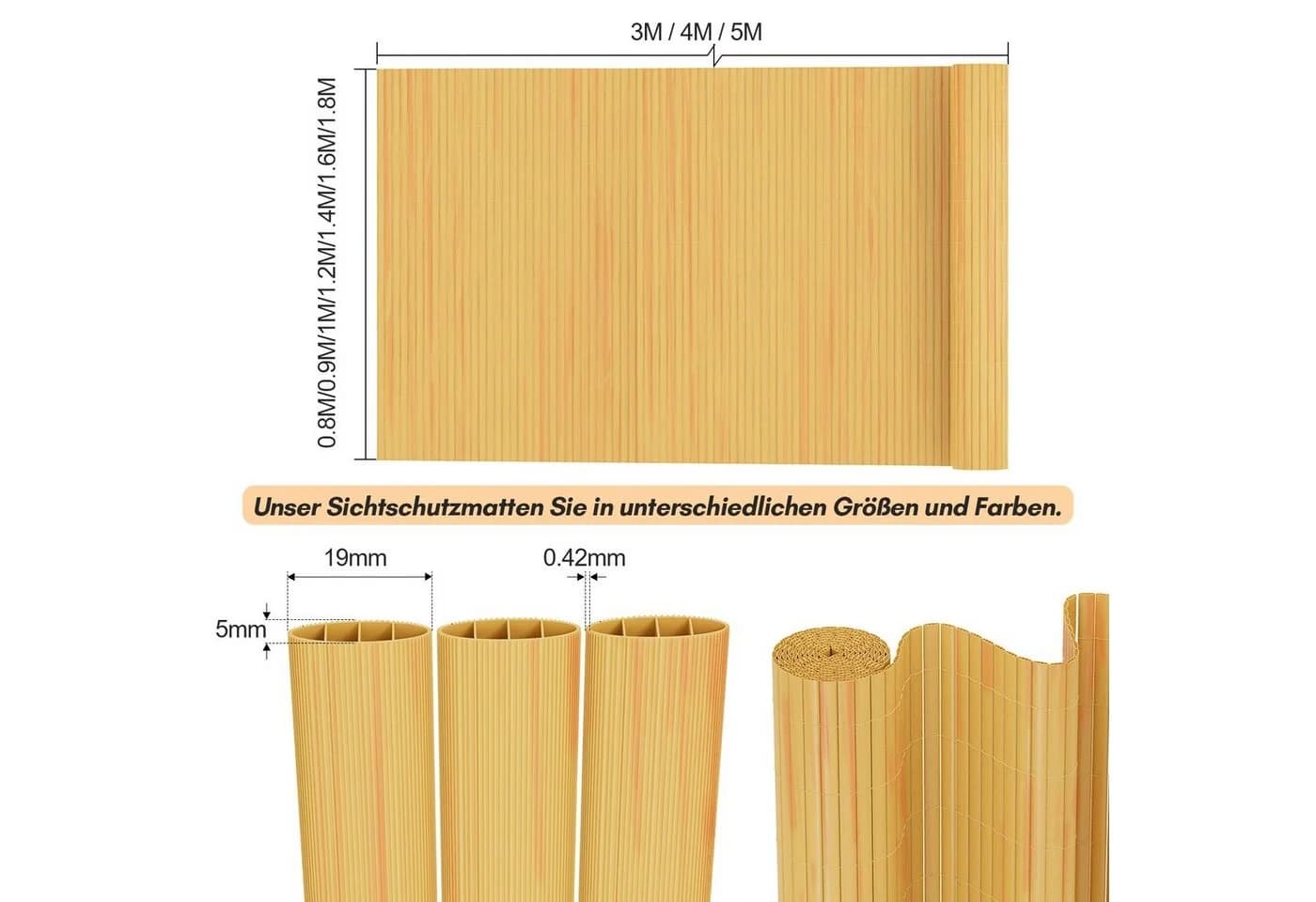 Clanmacy Balkonsichtschutz PVC Matte UV-beständig - Bild 3