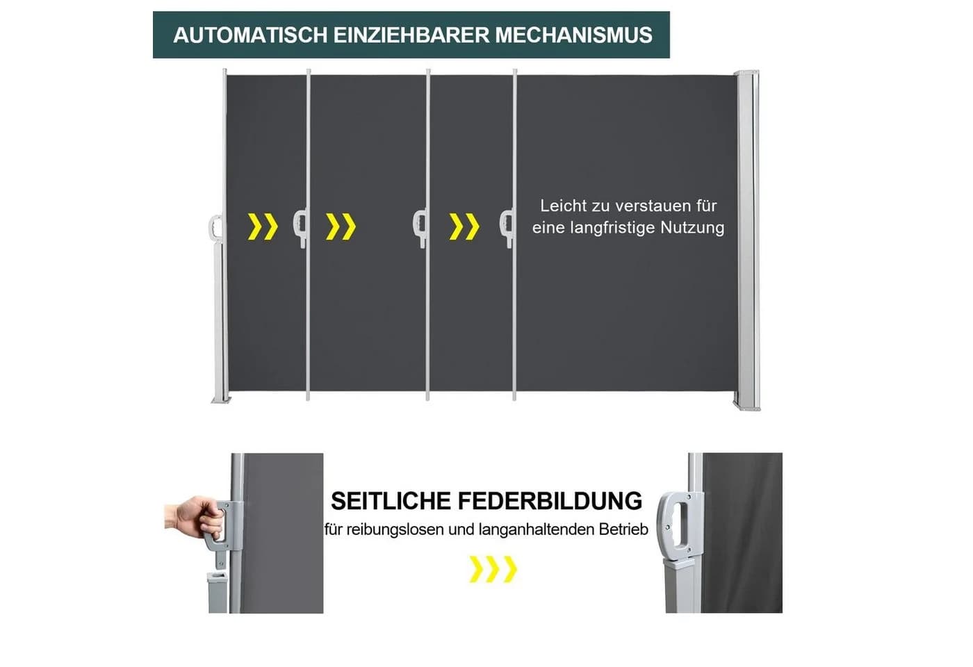 Clanmacy Seitenmarkise Grau Aluminium Sichtschutz - Bild 5