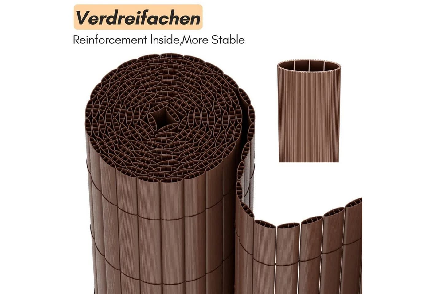Clanmacy PVC Balkonsichtschutz Braun Sichtschutzmatte - Bild 3