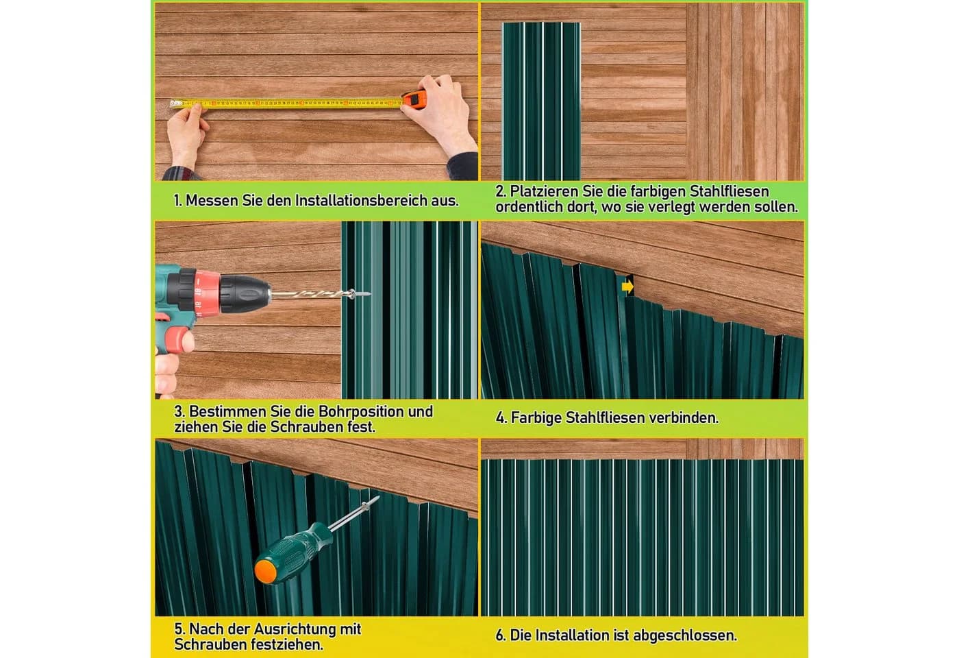 Clanmacy Trapezblech Deckenplatten 129x46 cm Grün - Bild 5