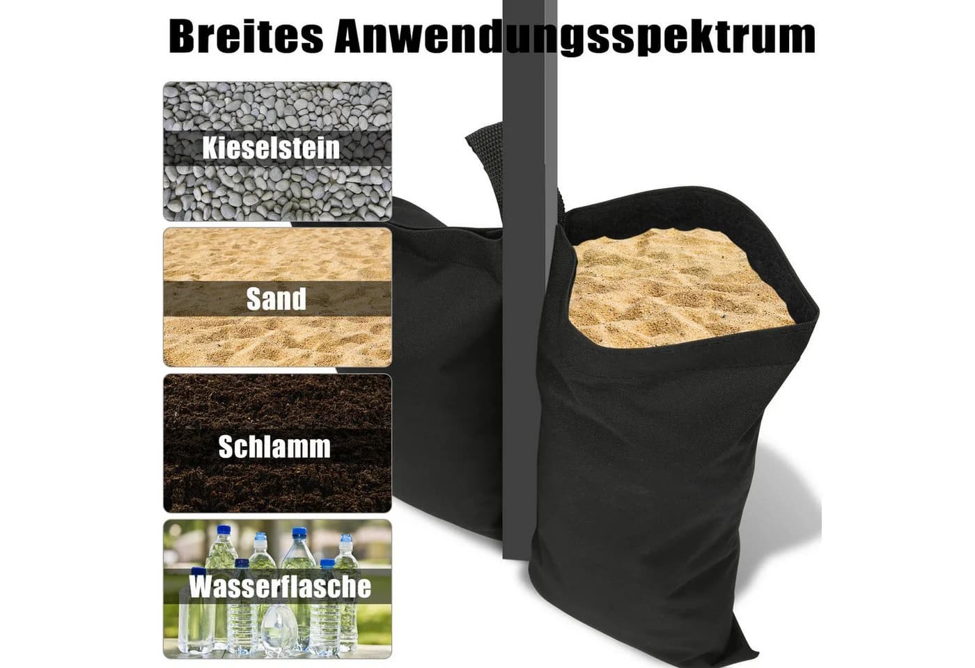 Clanmacy Pavillon-Sandsäcke 4er Set Schwarz Wasserdicht - Bild 4