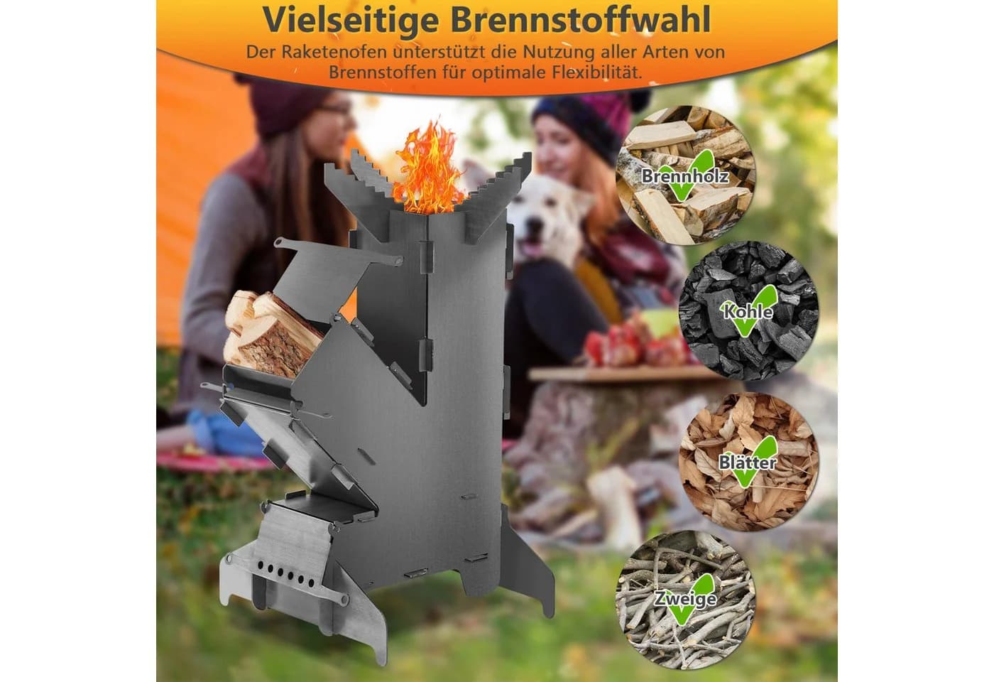 Clanmacy Raketenofen Feuerschale mit Grillplatte und Poker - Bild 5