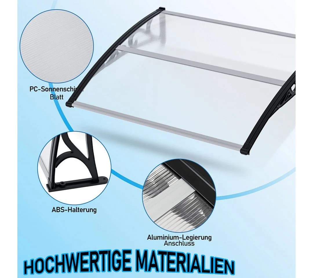 Clanmacy Vordach Haustürvordach Transparent Wetterfest UV-beständig - Bild 4