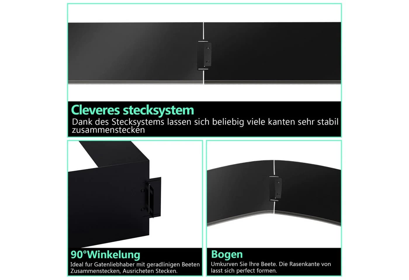 Clanmacy Rasenkante Metall Verzinkt 15cm Schwarz Beetumrandung - Bild 5