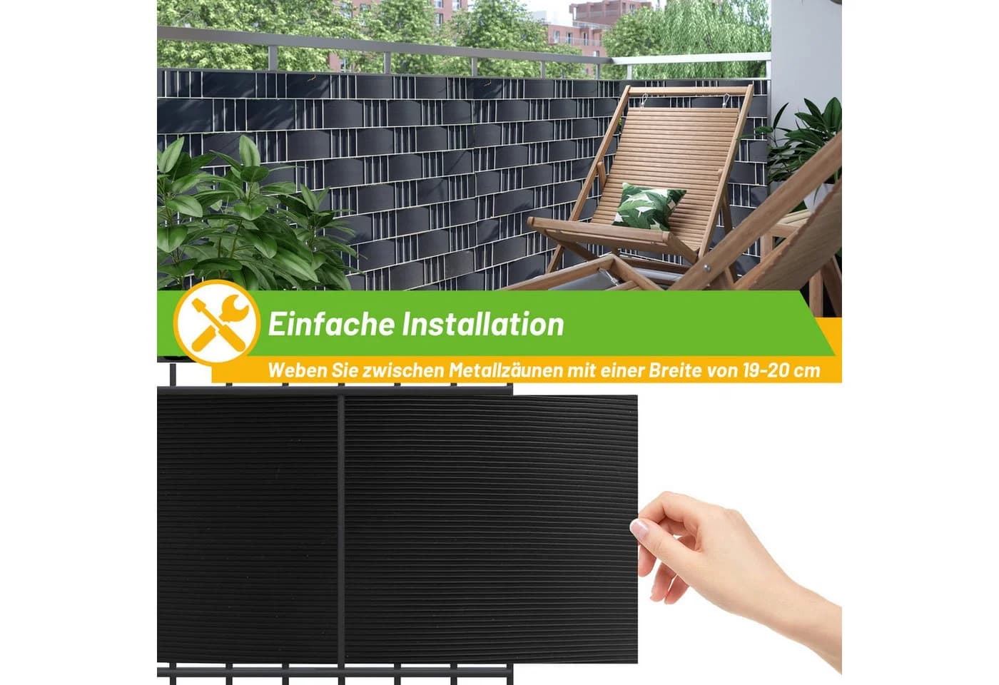 Clanmacy Sichtschutzstreifen 40er Set Anthrazit Hart PVC UV-beständig - Bild 5