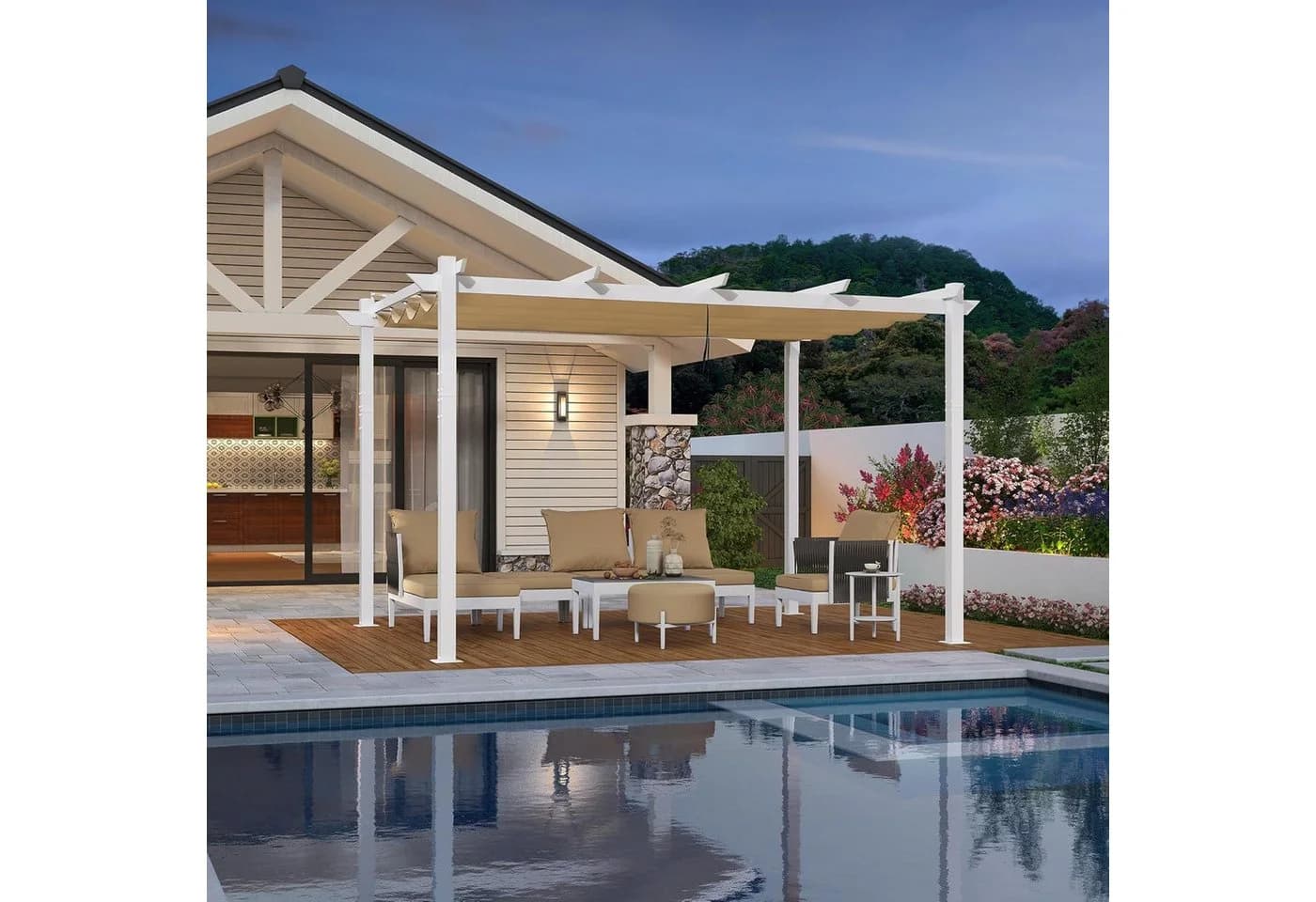 PURPLE LEAF Pergola 3x4m mit Schiebedach Aluminium