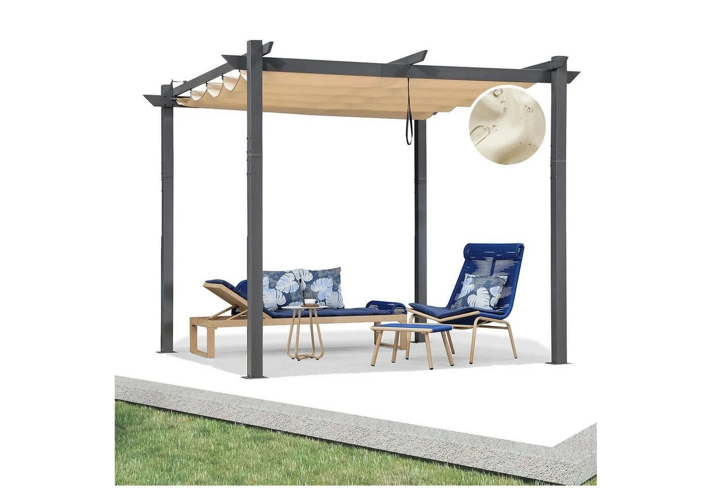 PURPLE LEAF Pergola 3x4m mit Schiebedach Aluminium Beige - Bild 2