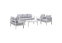 MeXo Gartenlounge-Set 5-tlg. Aluminium mit Kissen Weiss Bild 1