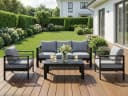 MeXo Gartenlounge-Set 4-5 Personen Aluminium Schwarz Wetterfest Bild 2