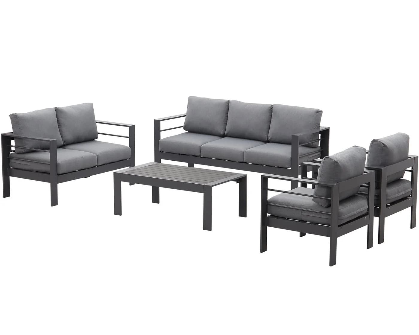 MeXo Gartenlounge-Set 5-tlg. Grau Aluminium mit Kissen
