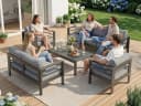 MeXo Gartenlounge-Set 5-tlg. Grau Aluminium mit Kissen Bild 3