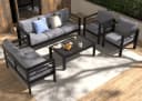 MeXo Gartenlounge-Set 5-tlg. Aluminium Schwarz mit Kissen Bild 2