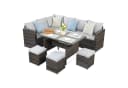 MeXo Loungeset 7-tlg. Grau Poly Rattan mit Esstisch Bild 1