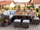MeXo Loungeset 7-tlg. Grau Poly Rattan mit Esstisch Bild 3