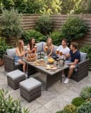 MeXo Gartenlounge-Set 7-tlg. Grau Poly Rattan für 8-10 Personen Bild 3