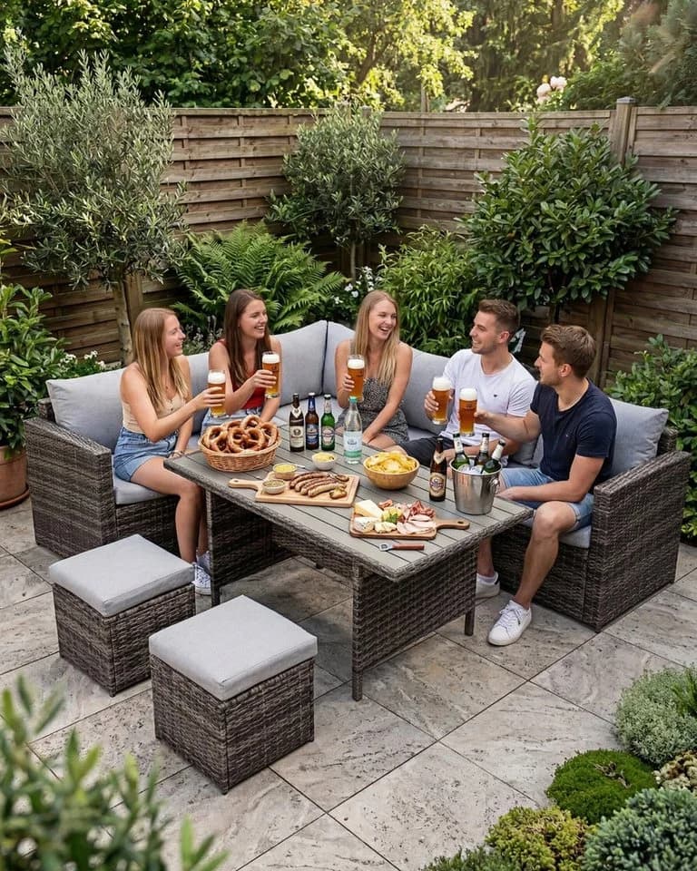 MeXo Gartenlounge-Set 7-tlg. Grau Poly Rattan für 8-10 Personen - Bild 3