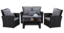 MeXo Gartenlounge-Set 4-tlg. Schwarz Polyrattan mit Kissen Bild 1