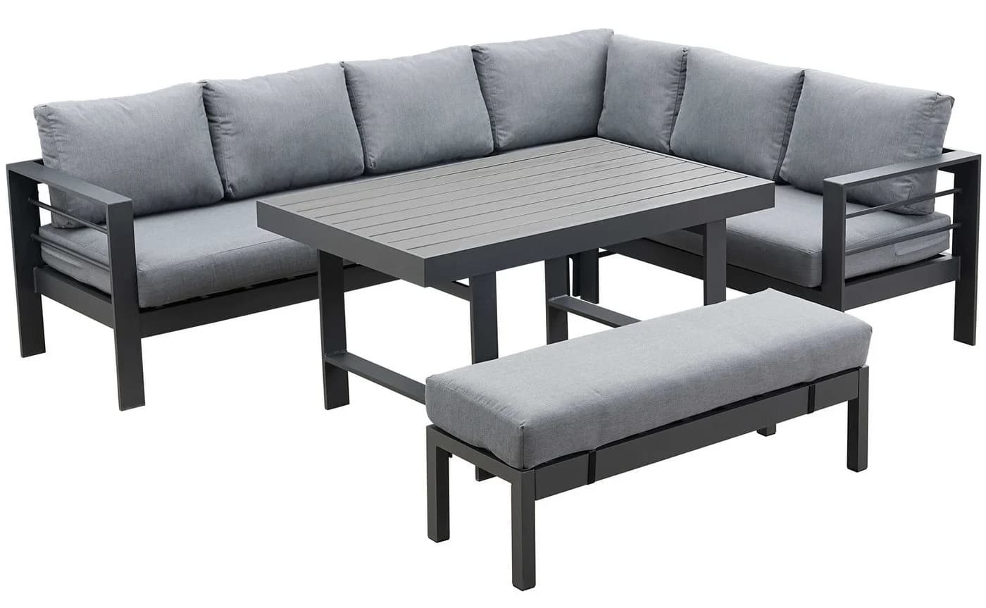 MeXo Gartenlounge-Set XXL Grau Aluminium mit Kissen