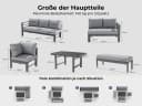 MeXo Gartenlounge-Set XXL Grau Aluminium mit Kissen Bild 3