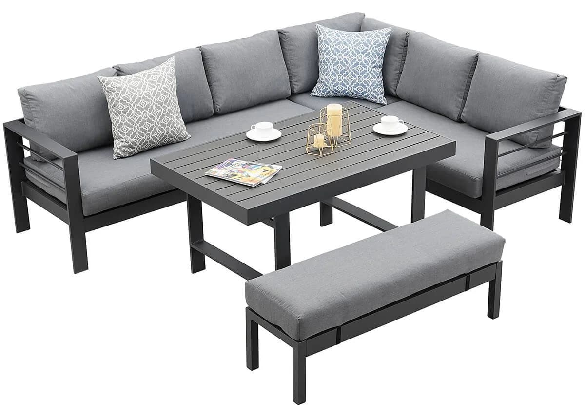 MeXo Gartenlounge-Set Outdoor Aluminium Ecklounge 5-tlg. wetterfest