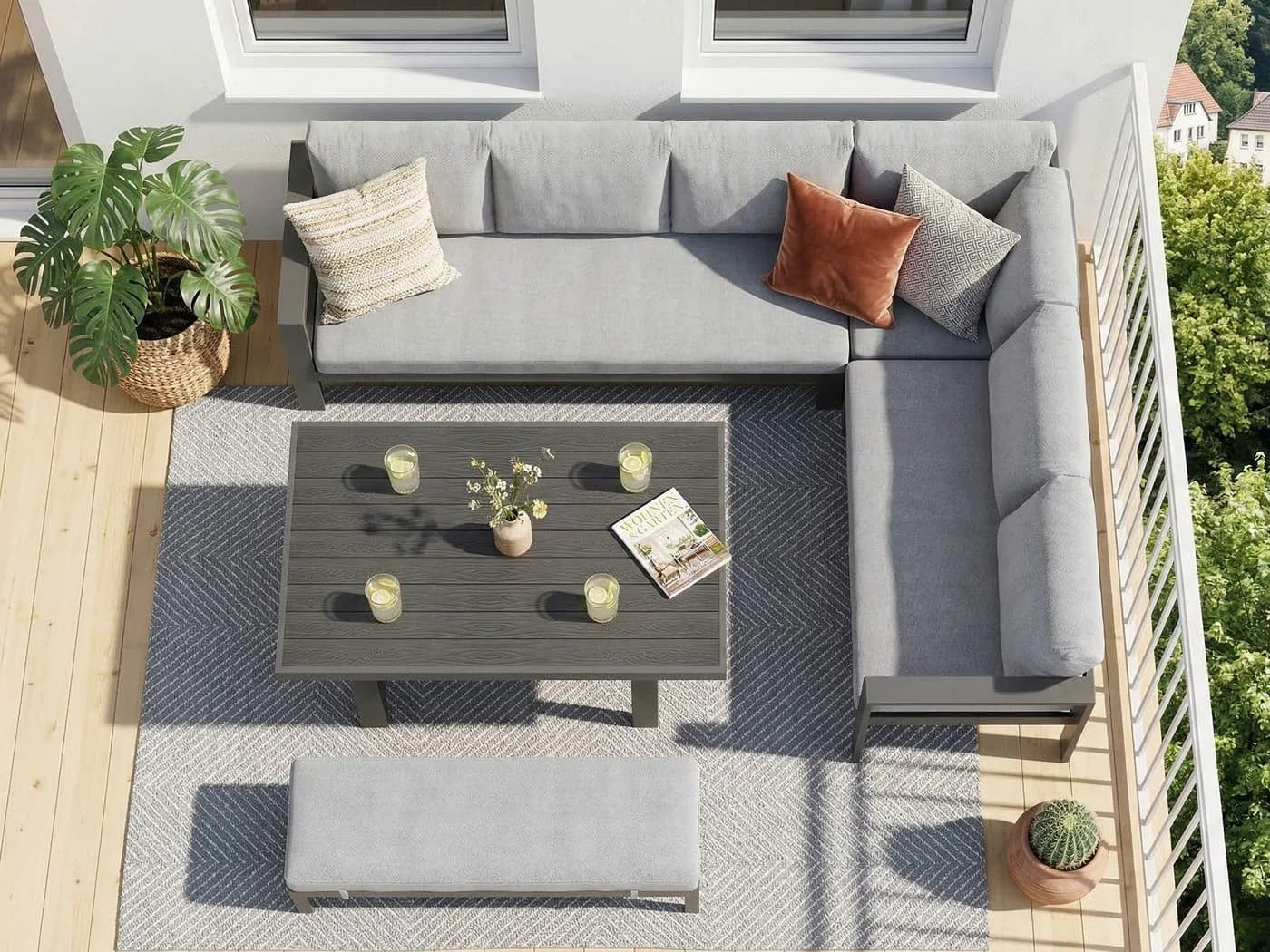 MeXo Gartenlounge-Set Outdoor Aluminium Ecklounge 5-tlg. wetterfest - Bild 5