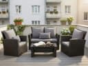 MeXo Gartenlounge-Set 4-tlg. Schwarz Poly Rattan mit Kissen Bild 2