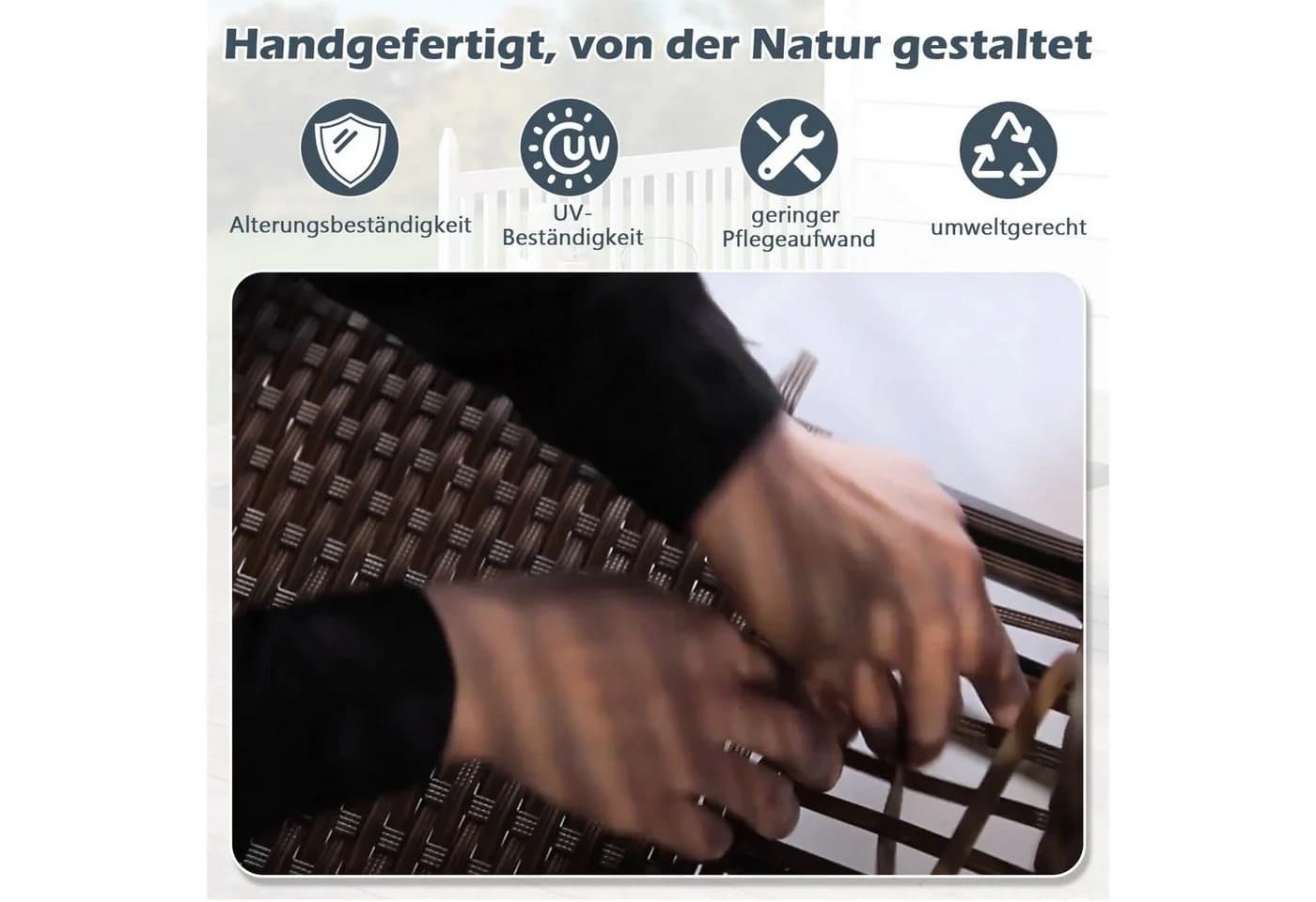 MeXo Gartenlounge-Set 4-tlg. Schwarz Poly Rattan mit Kissen - Bild 3