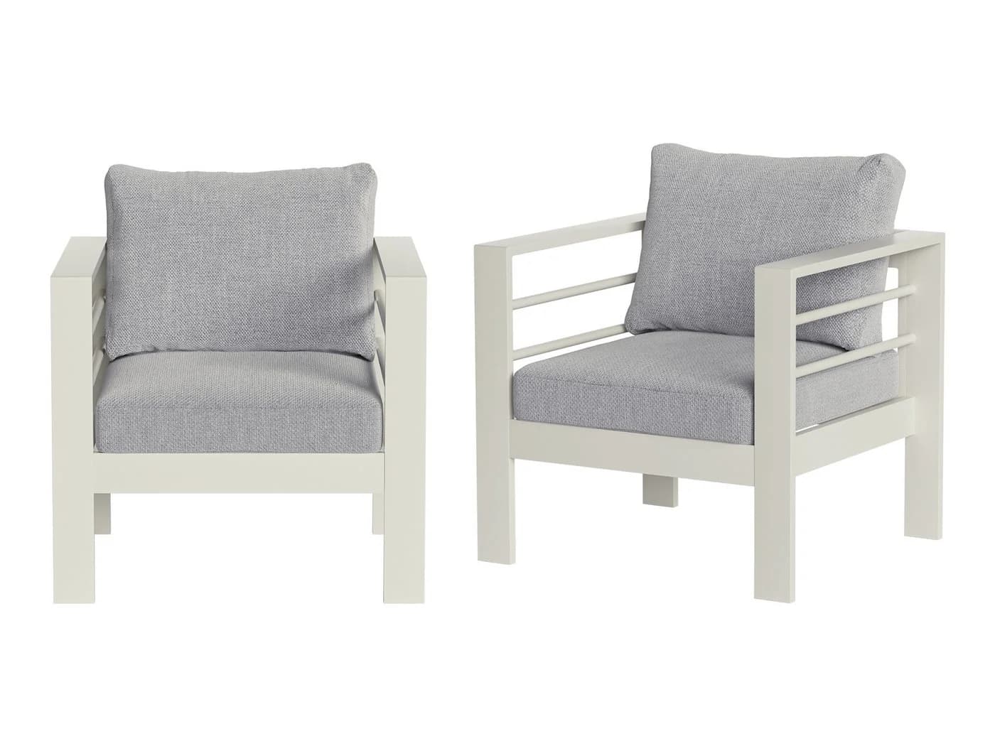 MeXo Gartensessel Relaxsessel Outdoor 2 Sitzer Aluminium Cremeweiß