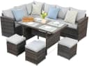 MeXo Gartenlounge-Set 7-tlg. Grau Polyrattan mit Kissen Bild 1