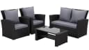 MeXo Gartenlounge-Set 4-tlg. Schwarz Polyrattan mit Kissen Bild 1