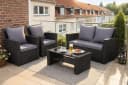 MeXo Gartenlounge-Set 4-tlg. Schwarz Polyrattan mit Kissen Bild 2