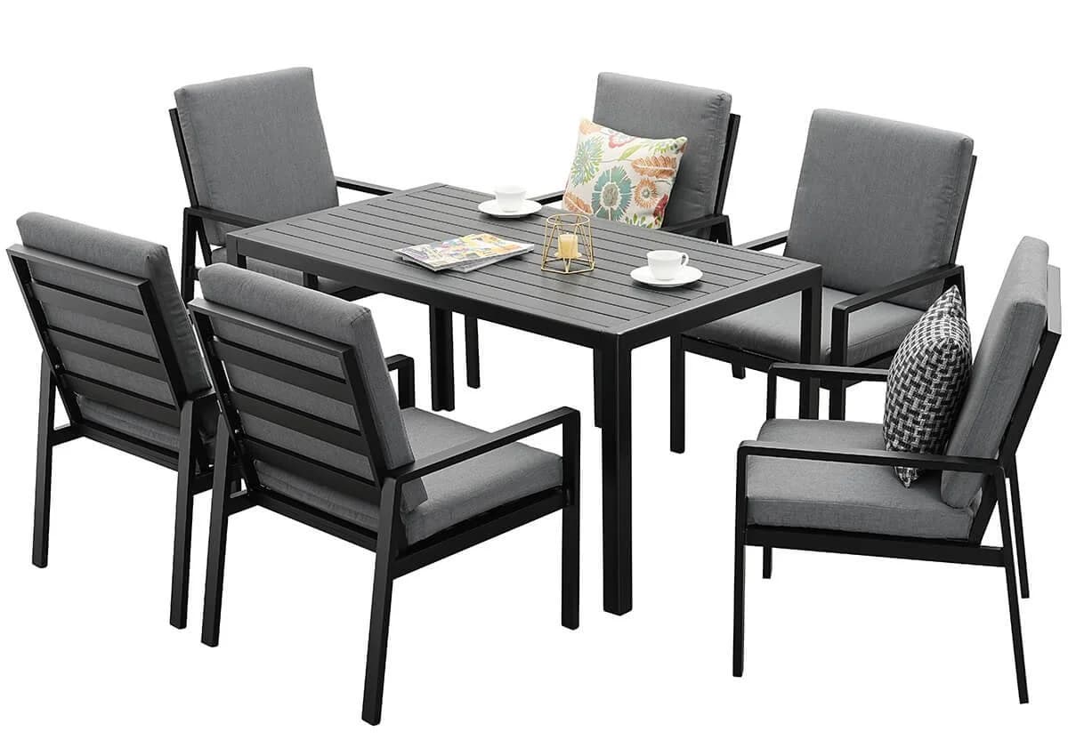 MeXo Gartenlounge-Set 7-tlg. Aluminium Schwarz