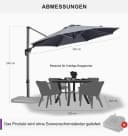 PURPLE LEAF Ampelschirm Grau 300x300 cm UV50+ Aluminium Bild 1