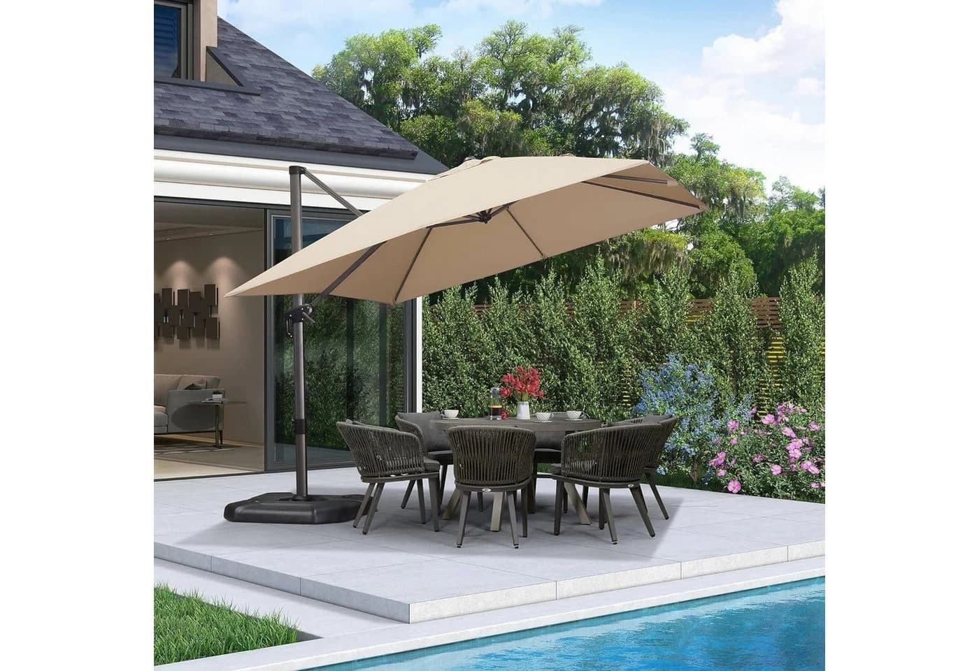 PURPLE LEAF Sonnenschirm Quadratisch Beige Aluminium 300x300 cm - Bild 3