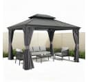 PURPLE LEAF Gartenpavillon Grau mit Stahldach - Wasserdicht & Winterfest Bild 4