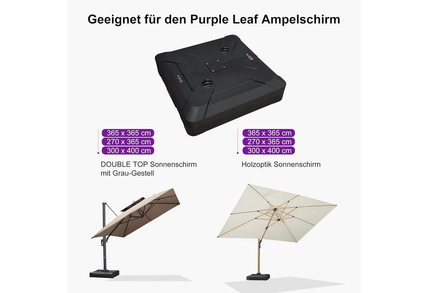 PURPLE LEAF Schirmhalter Ampelschirmständer Schwarz Groß - Bild 5