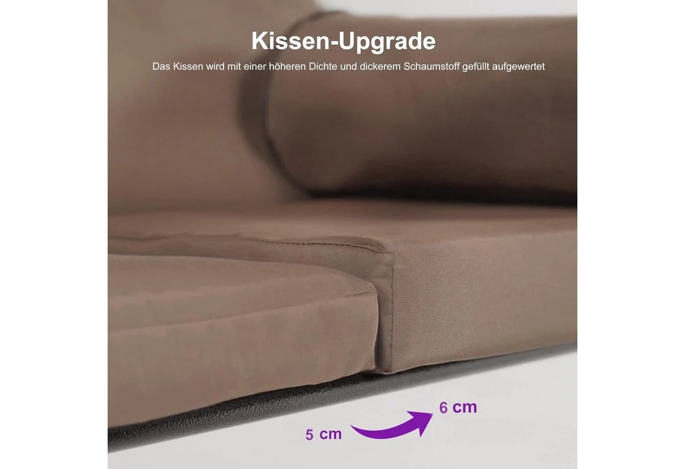 PURPLE LEAF Hollywoodschaukel 3-Sitzer mit Sonnendach Beige - Bild 4