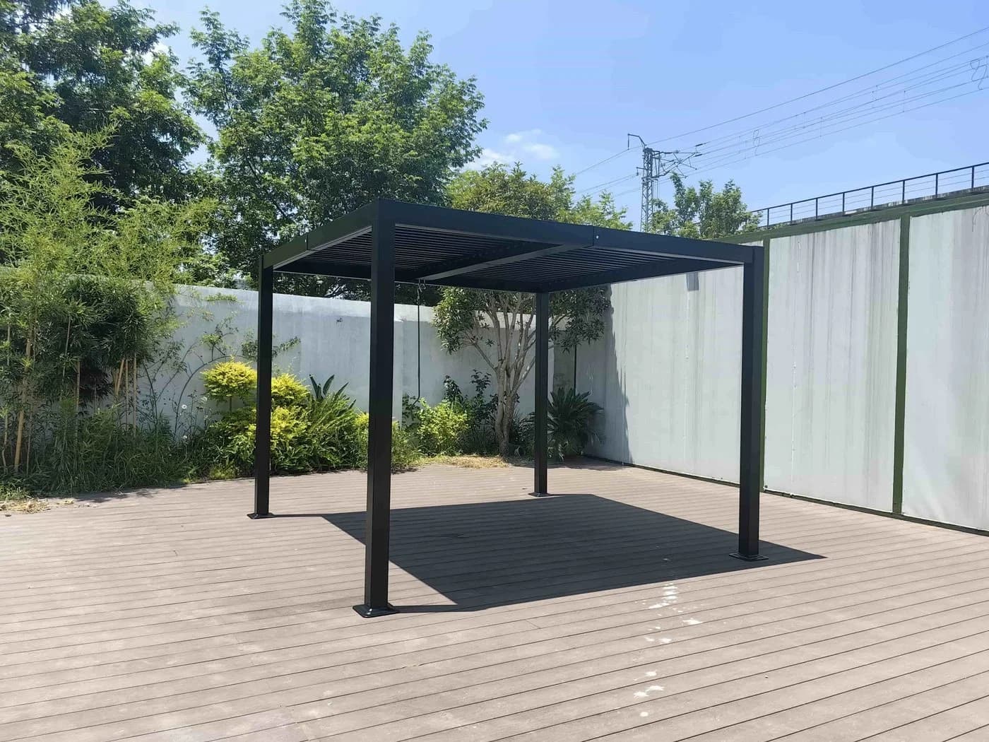BBG Pavillon Aluminium Eisen Lamellenpergola Schwarz - Bild 4