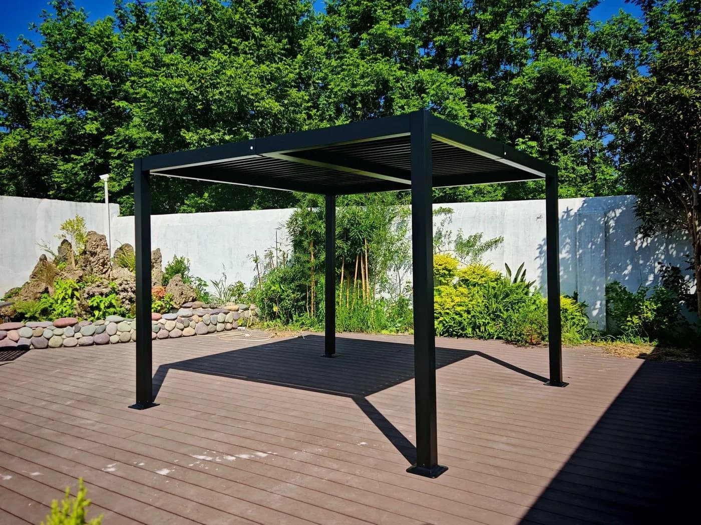 BBG Pavillon Aluminium Eisen Lamellenpergola Schwarz - Bild 5