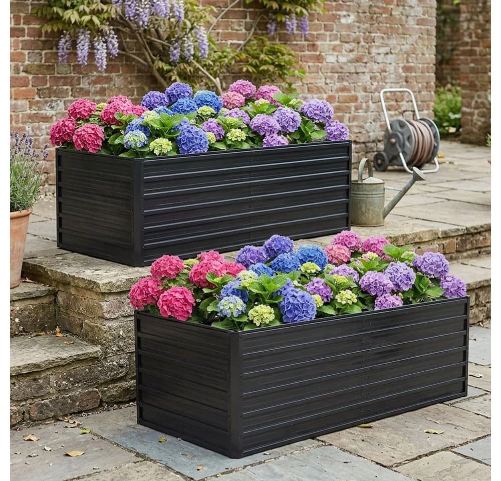 BBWL Hochbeet 2er Set Metall Wetterfest Holzoptik - Bild 2