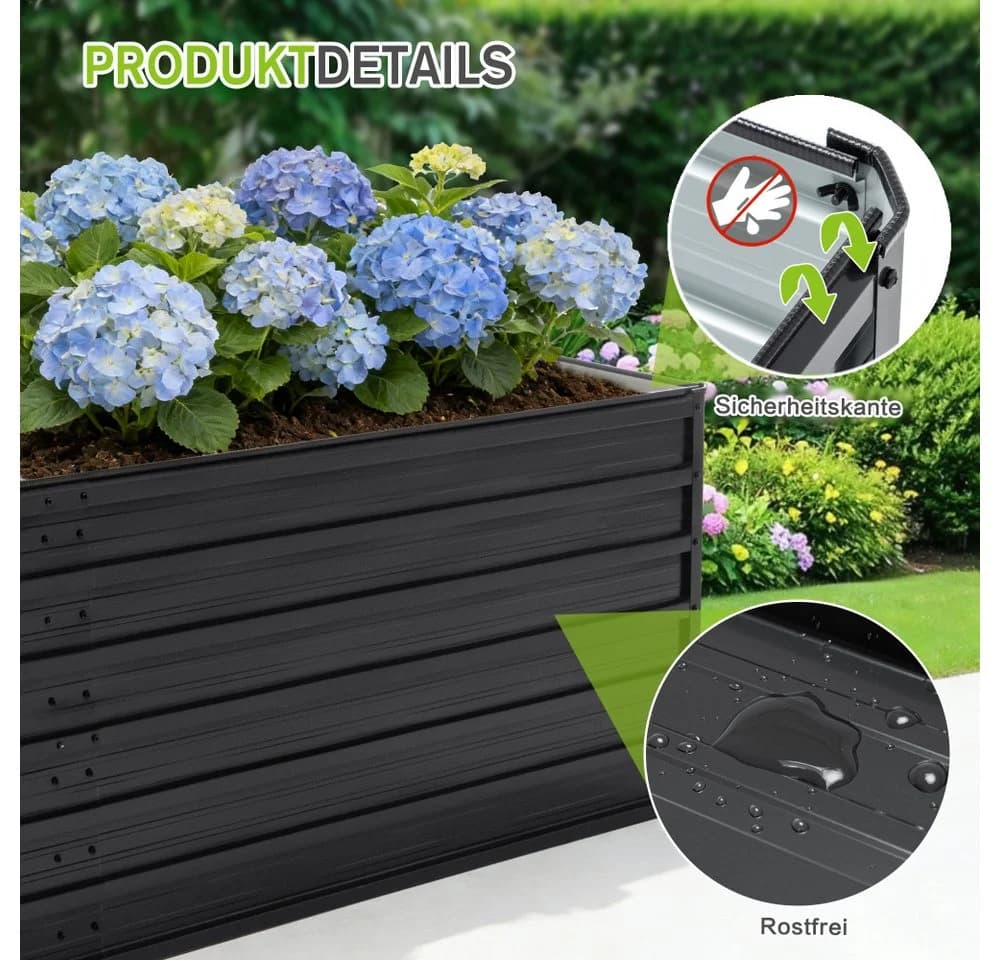 BBWL Hochbeet 2er Set Metall Wetterfest Holzoptik - Bild 5