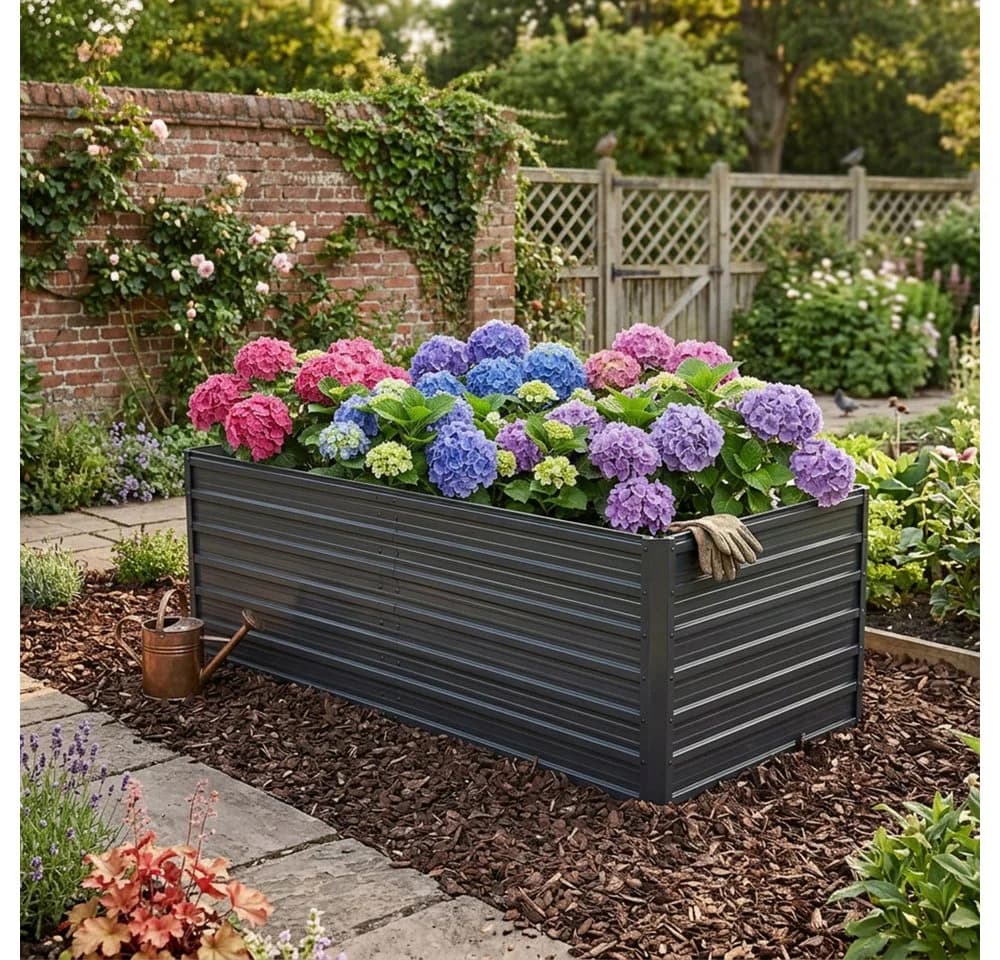 BBWL Hochbeet 190x90x64 cm Metall Rostfrei Wetterfest Holzoptik - Bild 2