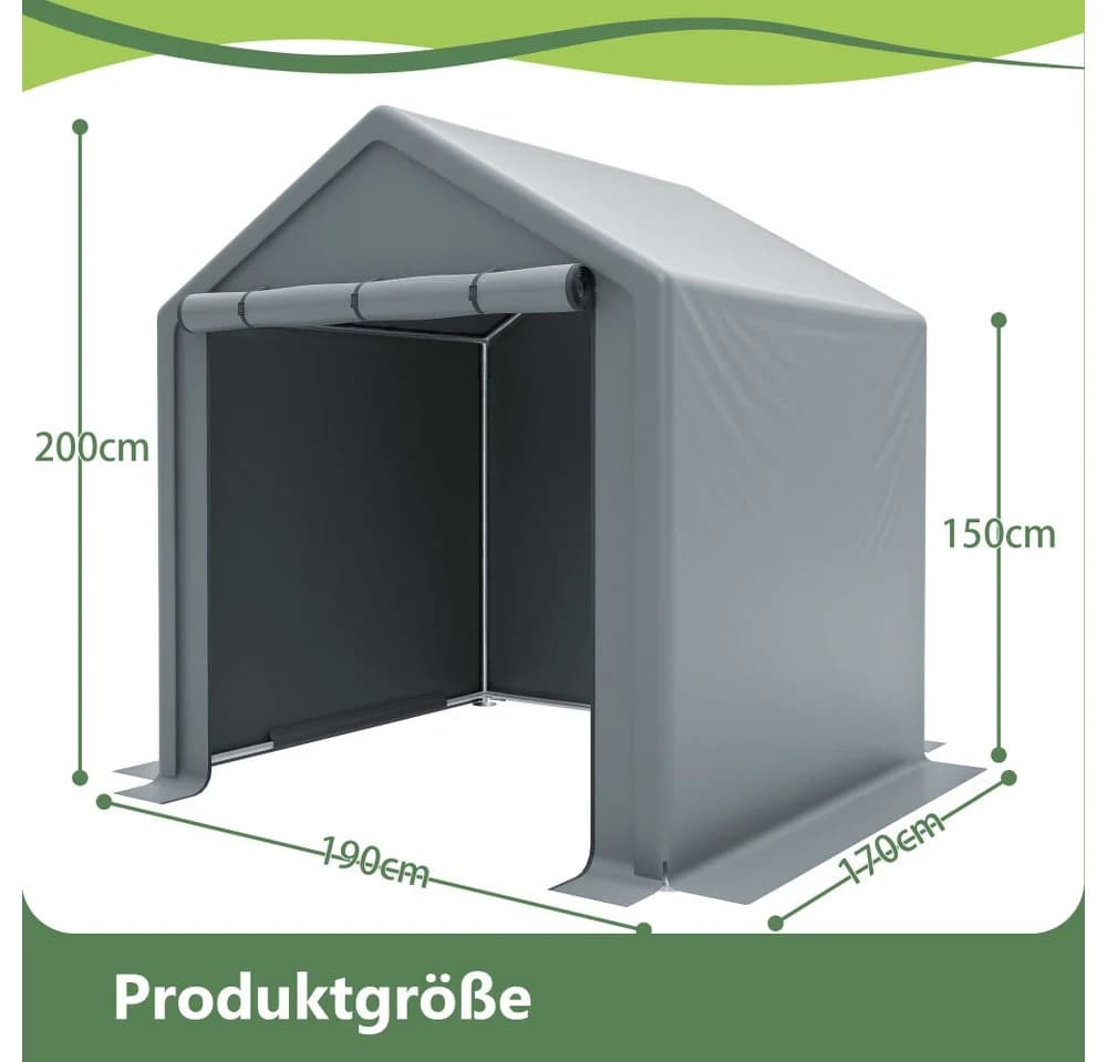BBWL Gerätehaus 190x170x200 cm Dunkelgrau Metall Fahrradgarage - Bild 3