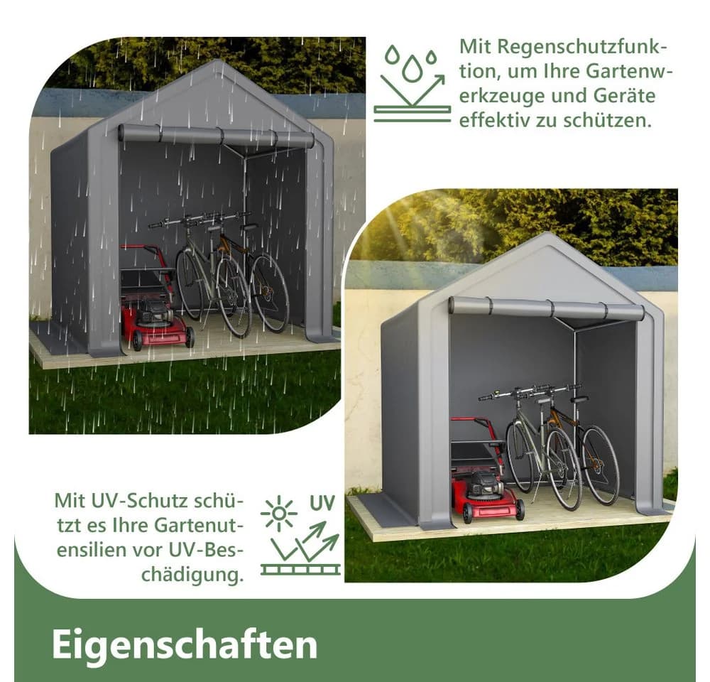 BBWL Gerätehaus 190x170x200 cm Dunkelgrau Metall Fahrradgarage - Bild 5