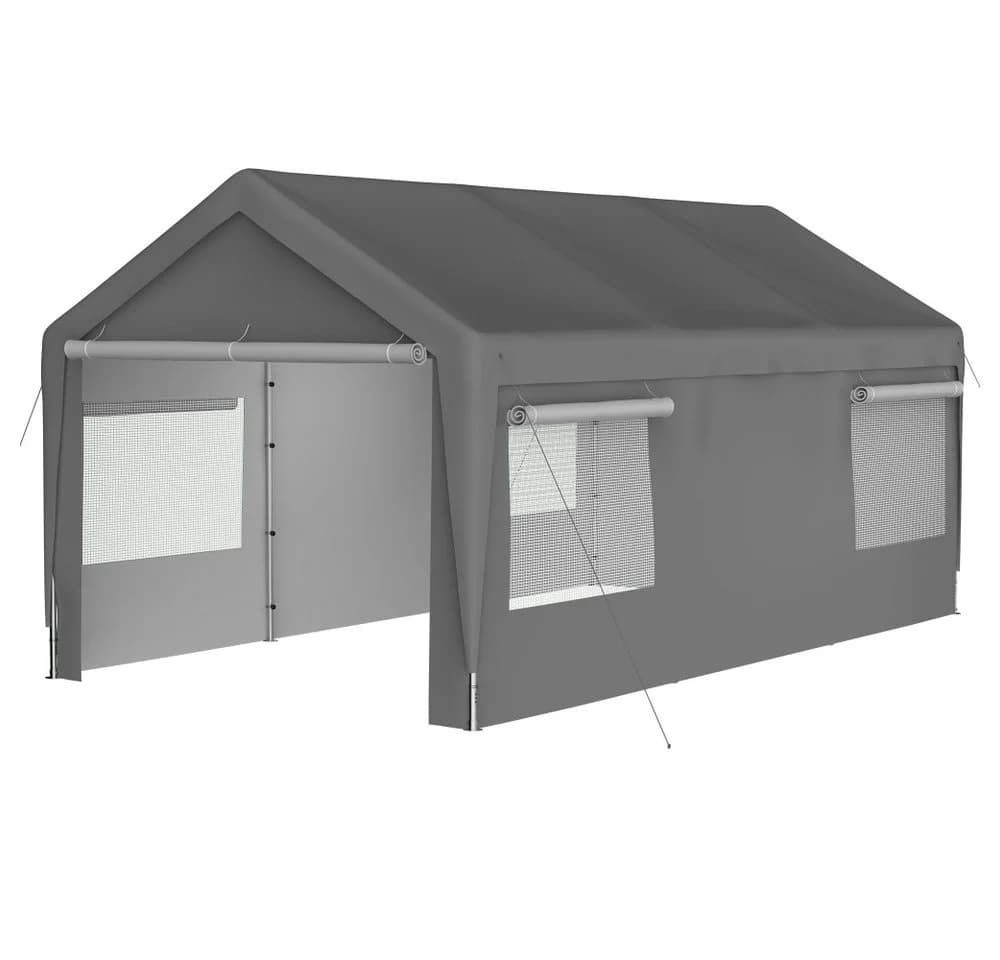 BBWL Carport Garage Zelt Grau Stahl Winterfest