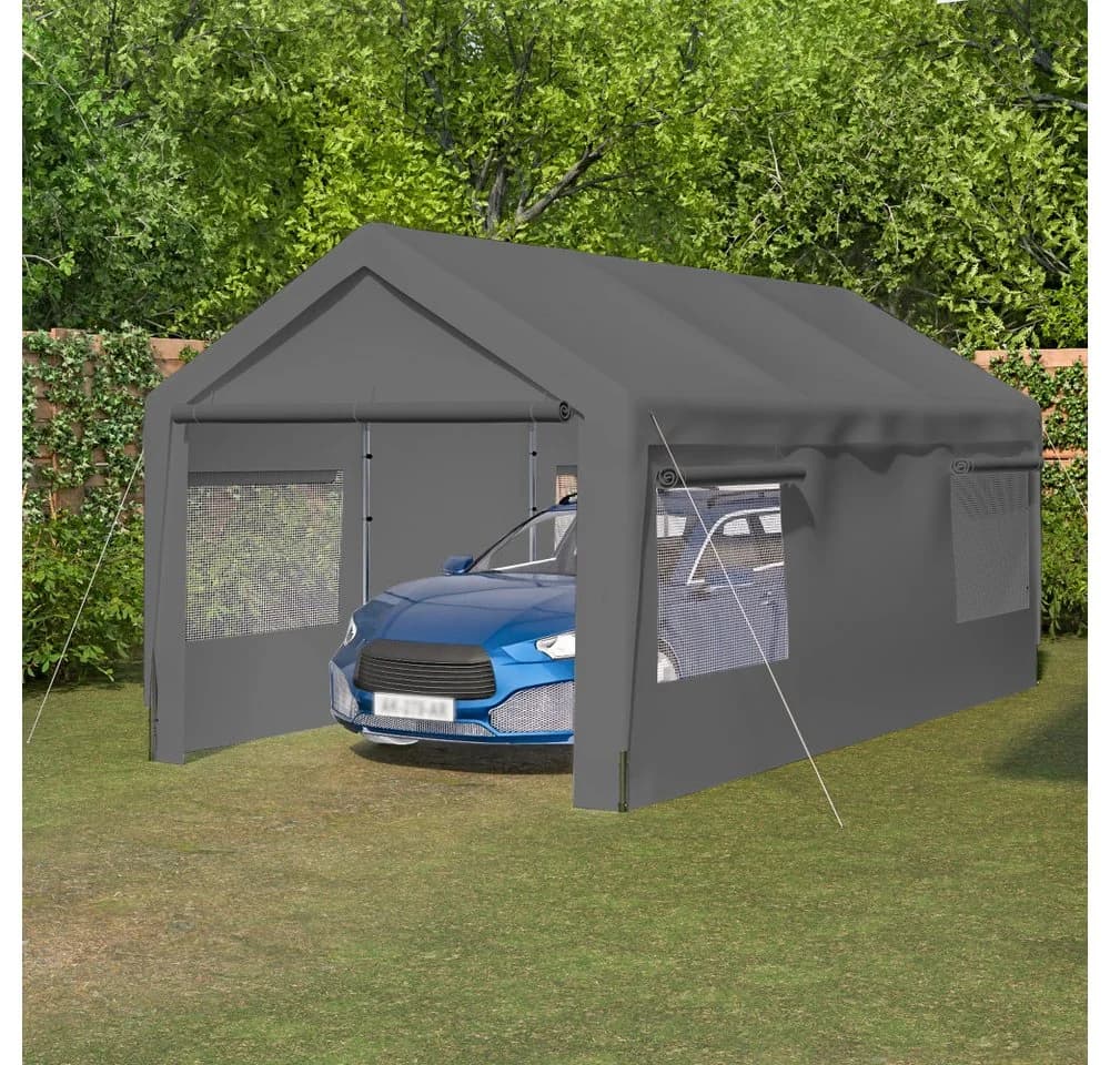 BBWL Carport Garage Zelt Grau Stahl Winterfest - Bild 2