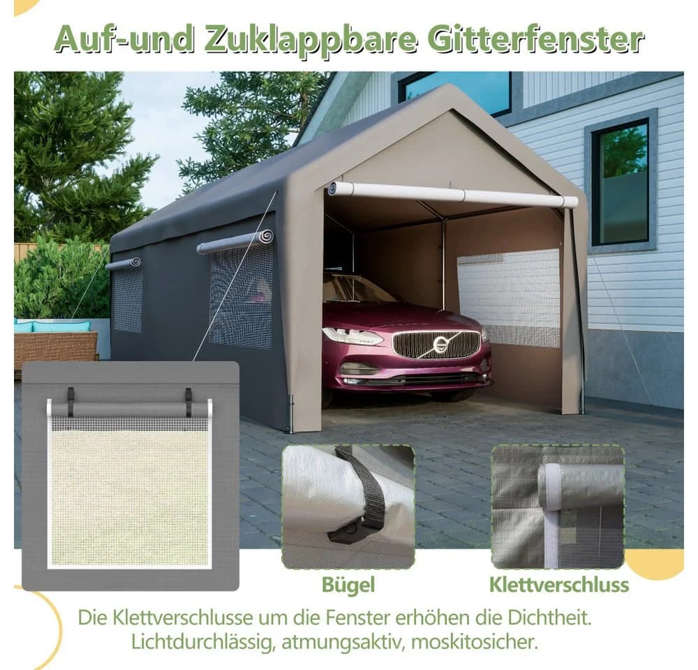 BBWL Carport Garage Zelt Grau Stahl Winterfest - Bild 5