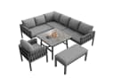 REDOM Gartenlounge-Set Grau mit verzinktem Eisengestell und Glasplatte Bild 1