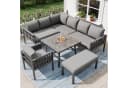 REDOM Gartenlounge-Set Grau mit verzinktem Eisengestell und Glasplatte Bild 4