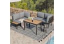 MODFU Gartenlounge-Set 3-tlg. Ecksofa + Esstisch Grau Stahl Bild 1